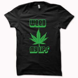 Tee shirt weed my lips 2 noir mixtes tous ages