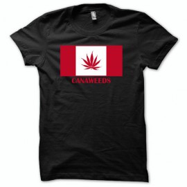 Tee shirt drapeau canada cannabis canaweed vert/noir