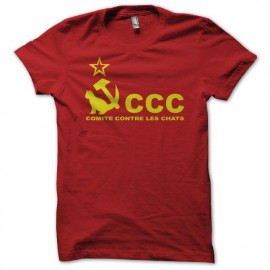Tee shirt du Comité Contre les Chats CCC  inspiré de les nuls rouge mixtes tous ages