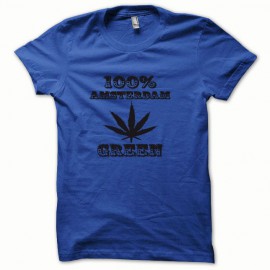 Tee shirt Marijuana Hemp Amsterdam noir/bleu royal
