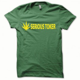 Tee shirt Serious Toker jaune/vert bouteille