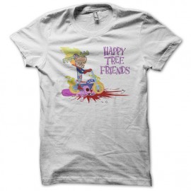 Tee shirt Happy Tree Friends moto scratch blanc