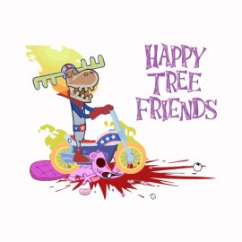 Tee shirt Happy Tree Friends moto scratch blanc