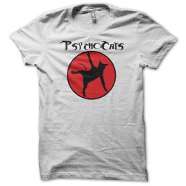 Tee shirt Cosmocats parodie PsychoCats blanc