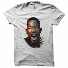 Tee shirt will smith zombie down of the dead parodie blanc