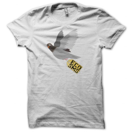 Tee shirt écologie pigeon éco sms blanc