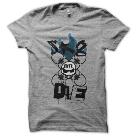 Tee shirt Skate SK8 or Die burning gris