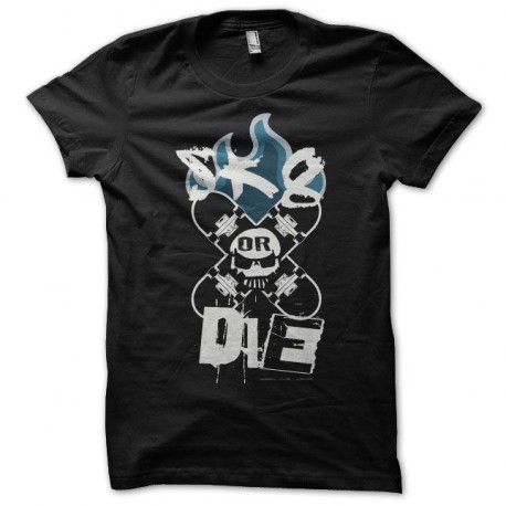 Tee shirt Skate SK8 or Die burning noir