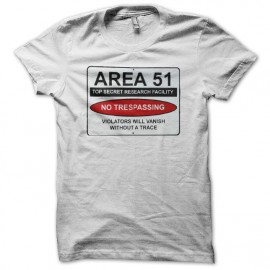 Tee shirt  Area 51 no trespassing blanc