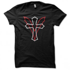 Tee shirt vampire cross on wings noir