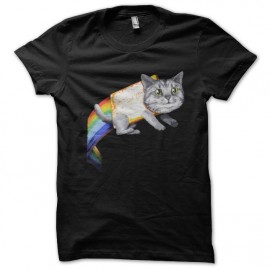  Tee shirt Nyan chat de l'espace Space cat Galaxy cat noir mixtes tous ages