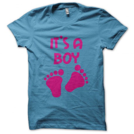 Tee shirt Baby footprint It's a Boy bleu turquoise