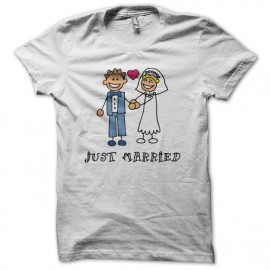Tee shirt Just Married kid cartoon blanc