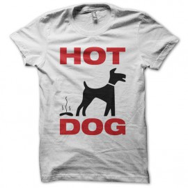 Tee shirt Chien Hot Dog blanc mixtes tous ages