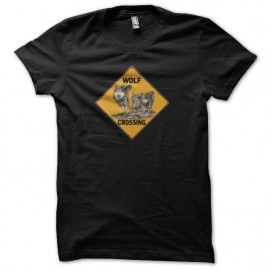 Tee shirt panneau Wolf Crossing noir
