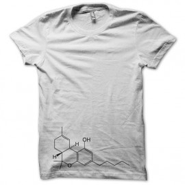 Tee shirt THC molécule fumée spliff au dos blanc