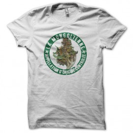 Tee shirt La Beuze La mongolienne cannabis AOC blanc
