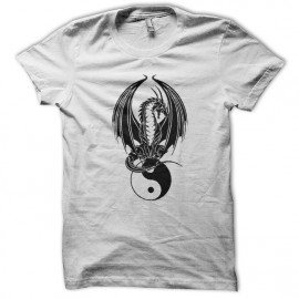 T shirt Dragon-tribal-like-yin-and-yang white