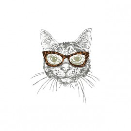 Tee shirt Chat à lunettes léopard blanc