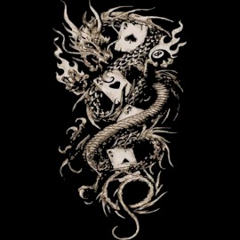 T shirt Dragon& card Tattoo black
