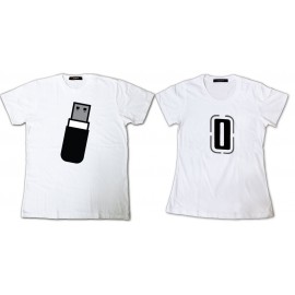Tee Shirt pour couple USB connexion mâle femelle - Pack homme et femme Blanc
