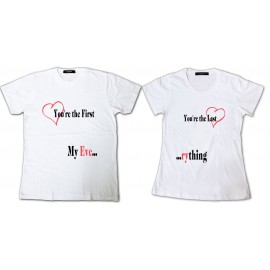 Tee Shirt pour couple You're the first the last my everything parodie Barry White - Pack homme et femme Blanc
