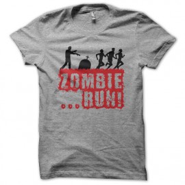 Tee shirt Zombie Run People run off gris