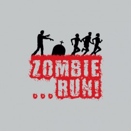 Tee shirt Zombie Run People run off gris