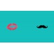 Tee Shirt pour couple swag moustache et lèvres - Pack homme et femme turquoise