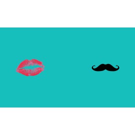 Tee Shirt pour couple swag moustache et lèvres - Pack homme et femme turquoise