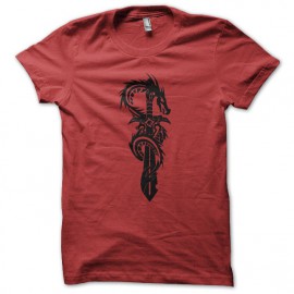 Tee shirt Dragon et Glaive tatouage tribal rouge