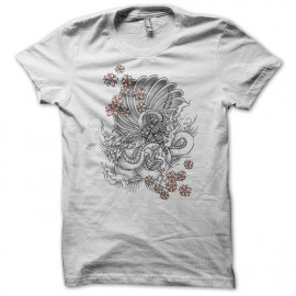 T shirt Tattoo Samurai vs Dragon white