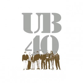 Tee shirt UB40 argenté et marron sur blanc