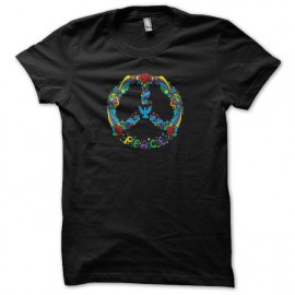 Tee shirt Paix dessin hippie noir