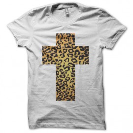 Tee shirt croix en léopard blanc