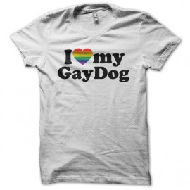 Tee shirt J'aime mon chien gay blanc