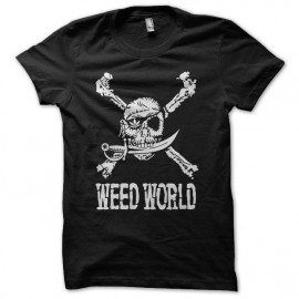 Tee shirt Weed World Jolly Roger noir