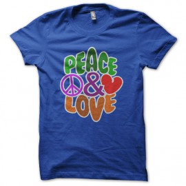 Tee Shirt Peace Love Royal Blue