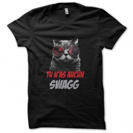 Tee shirt du chat qui a plus de swagg que toi en noir