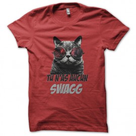 Tee shirt du chat qui a plus de swagg que toi en rouge