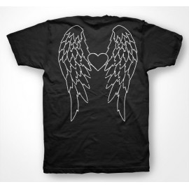 Tee Shirt Angel Wings Black