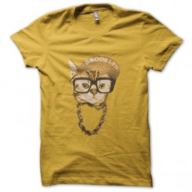 tee shirt swag cat brooklyn en jaune