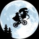 Tee Shirt Alien au clair de lune parodie E.T. noir