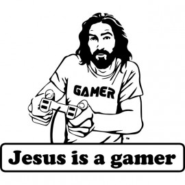 tee shirt jesus is a gamer blanc