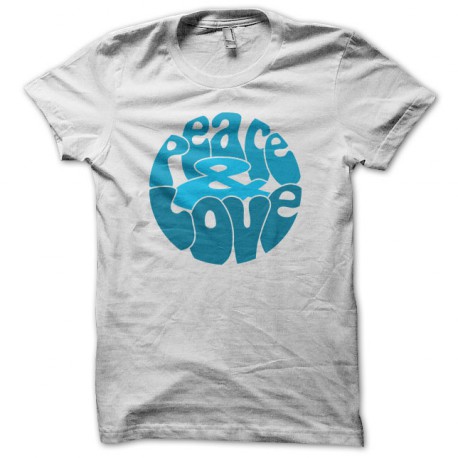 Tee Shirt Peace Love Blue on White