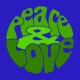 Tee Shirt Peace Love Green on Blue