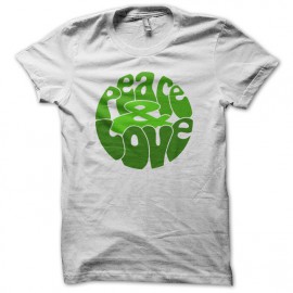 Tee Shirt Peace Love Green on White