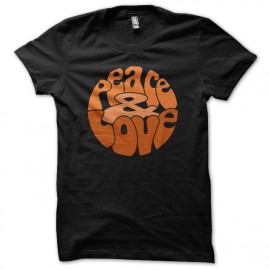 Tee Shirt Peace Love Orange on Black