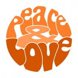 Tee Shirt Peace Love Orange on White