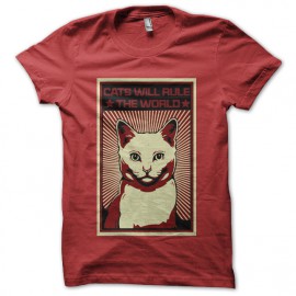 tee shirt Cat will rule the world red